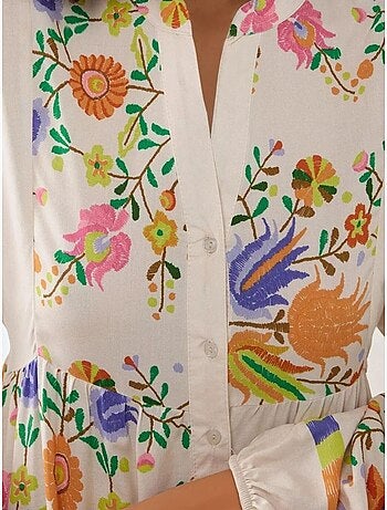 Bedrukte maxi-jurk met v-hals en knoopdetail hiccup