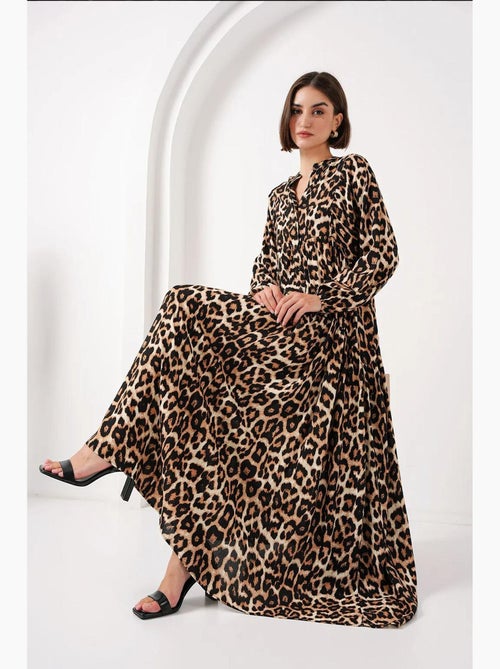 Bedrukte maxi-jurk met v-hals en knoopsluiting bdart - Kiabi