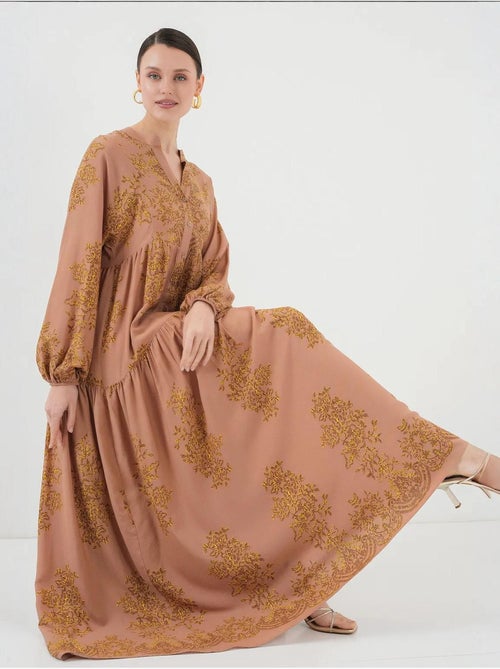 Bedrukte maxi-jurk met v-hals en knoopsluiting bdart - Kiabi Bedrukte maxi-jurk met v-hals en knoopsluiting bdart - Kiabi