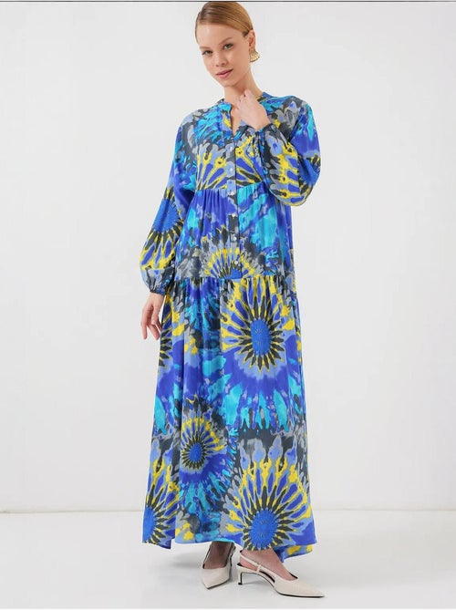 Bedrukte maxi-jurk met v-hals en knoopsluiting bdart - Kiabi Bedrukte maxi-jurk met v-hals en knoopsluiting bdart - Kiabi