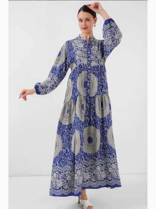 Bedrukte maxi-jurk met v-hals en knoopsluiting bdart - Kiabi