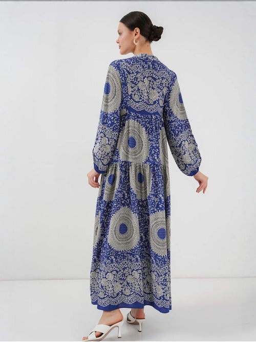 Bedrukte maxi-jurk met v-hals en knoopsluiting bdart - Kiabi