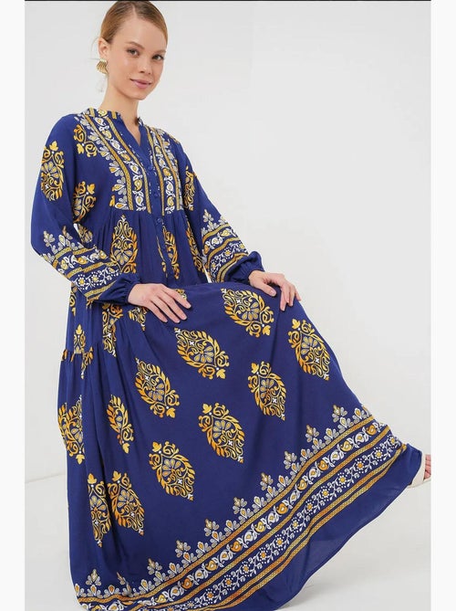 Bedrukte maxi-jurk met v-hals en knoopsluiting bdart - Kiabi