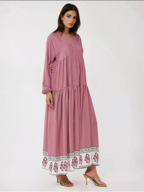 Bedrukte maxi-jurk met v-hals hiccup - Kiabi