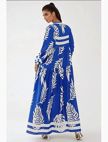 Bedrukte maxi-jurk van viscose met lange mouwen hiccup