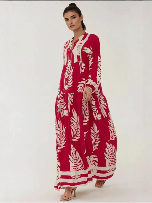 Bedrukte maxi-jurk van viscose met lange mouwen hiccup - Kiabi