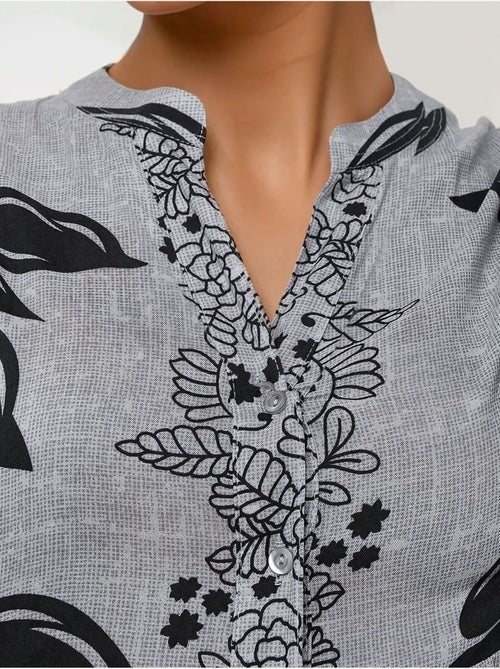 Bedrukte maxi-jurk van viscose met lange mouwen hiccup - Kiabi