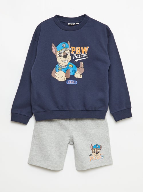 Bedrukte 'Pat patrouille' set van sweater + katoenen short - Kiabi