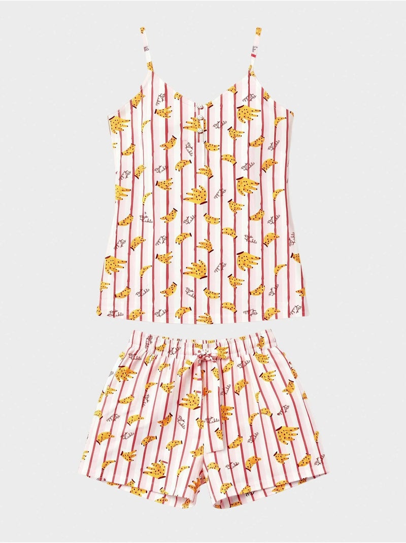 Bedrukte pyjama met fruit uit de frida collectie Multicolor - Kiabi