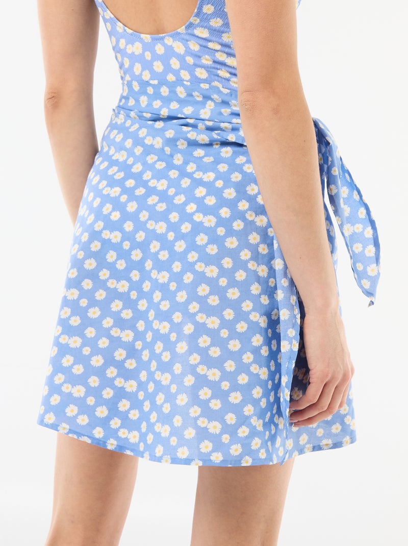 Bedrukte strandrok om te knopen Blauw - Kiabi