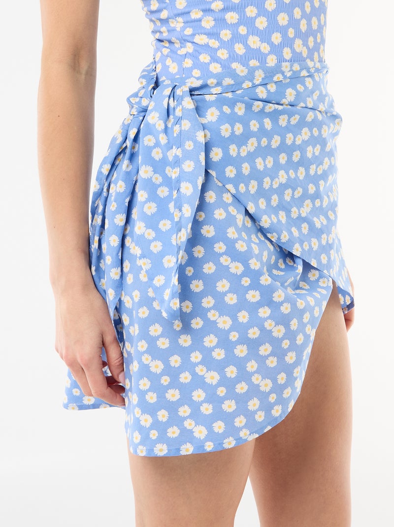 Bedrukte strandrok om te knopen Blauw - Kiabi