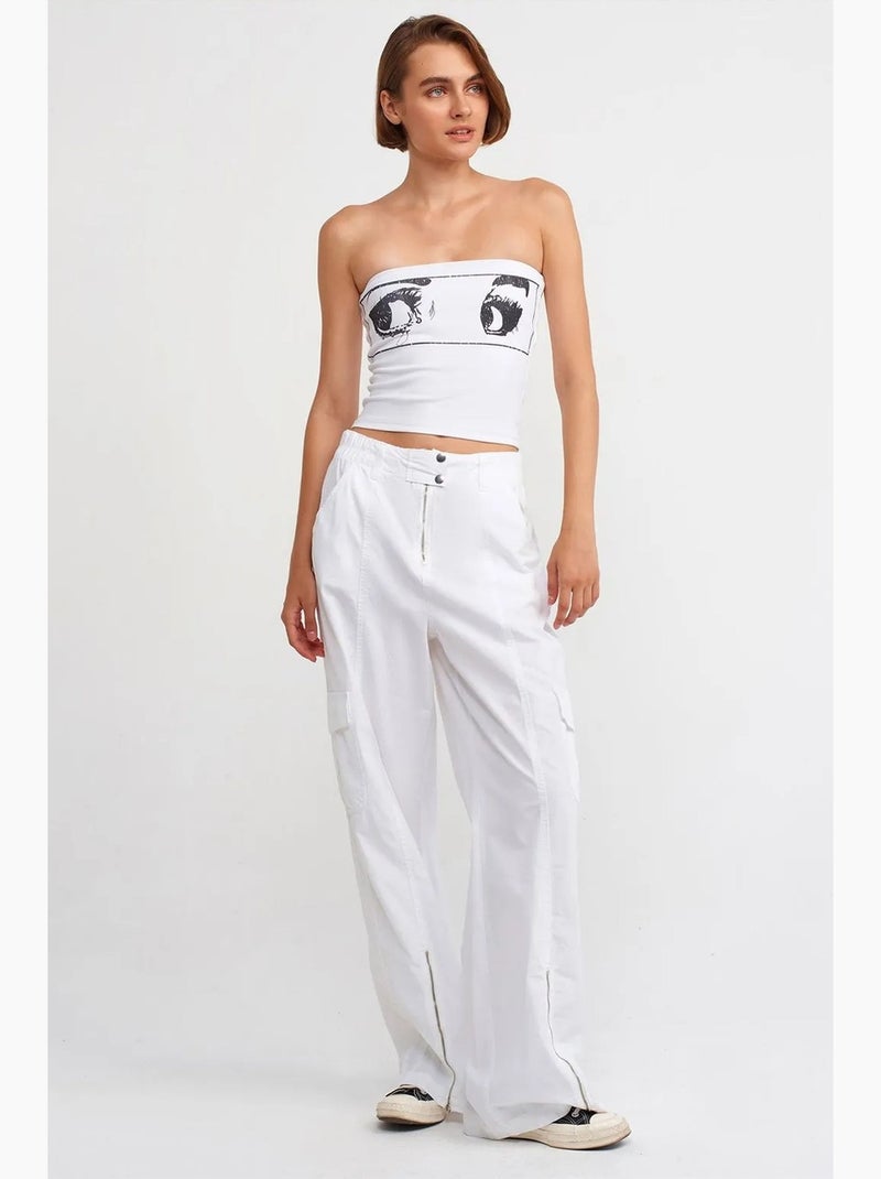 Bedrukte strapless crop top dilvin Wit - Kiabi
