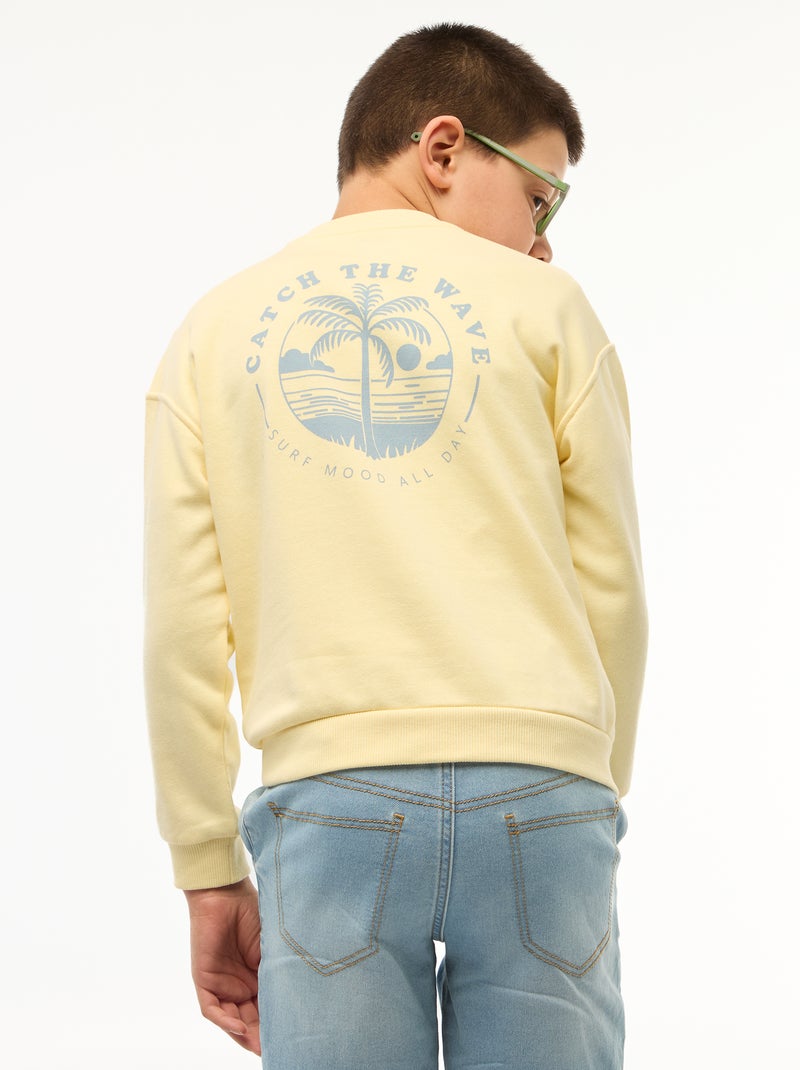 Bedrukte sweater - Makkelijk aan te trekken collectie Geel - Kiabi
