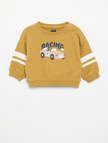 Bedrukte sweater met gestreepte lange mouwen