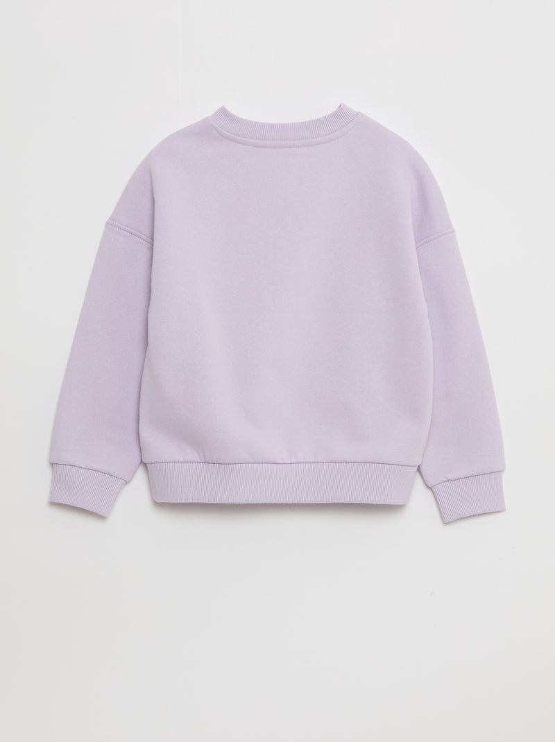 Bedrukte sweater met magnetische drukknopen op de schouder - gemakkelijk aan te trekken collectie Paars - Kiabi