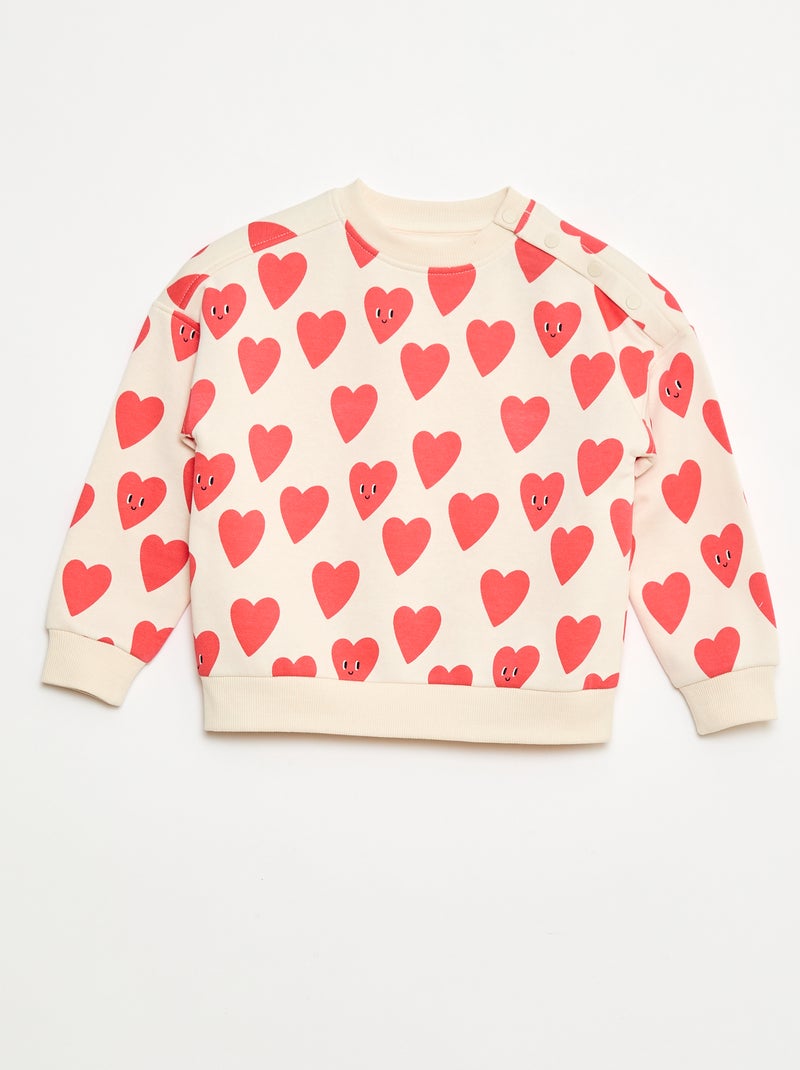 Bedrukte sweater met magnetische drukknopen op de schouder - gemakkelijk aan te trekken collectie Wit - Kiabi