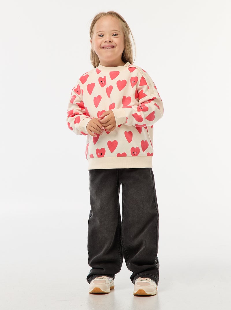 Bedrukte sweater met magnetische drukknopen op de schouder - gemakkelijk aan te trekken collectie Wit - Kiabi