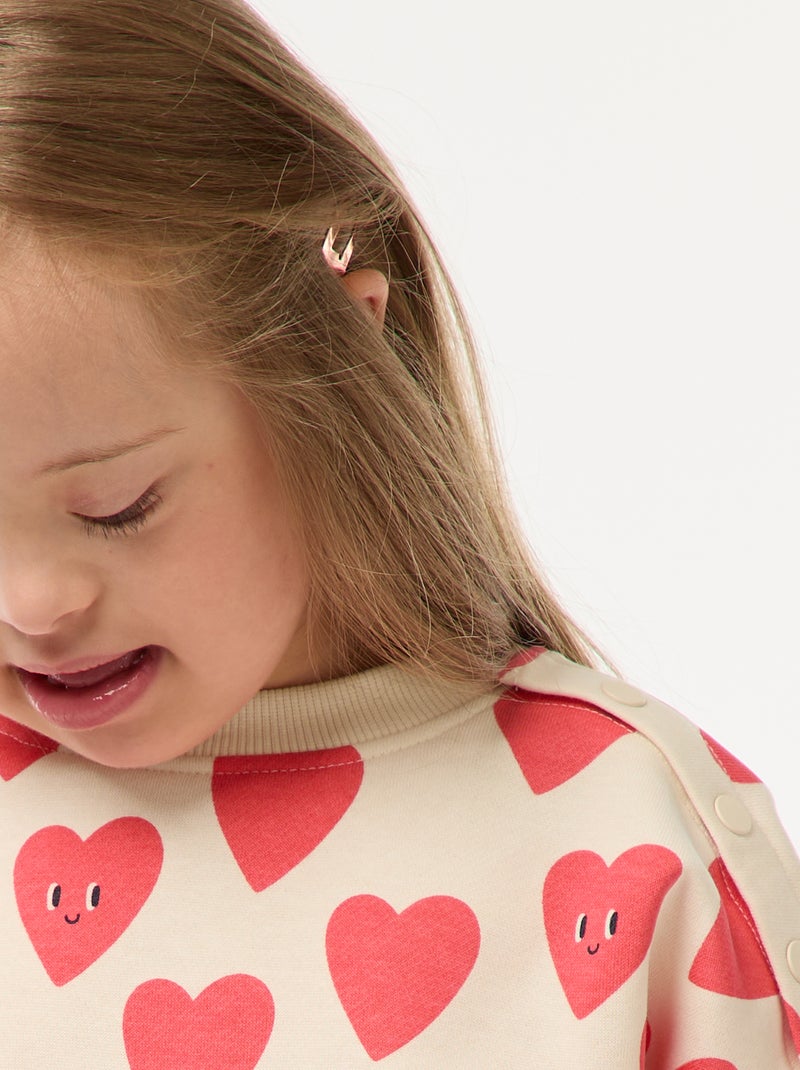 Bedrukte sweater met magnetische drukknopen op de schouder - gemakkelijk aan te trekken collectie Wit - Kiabi