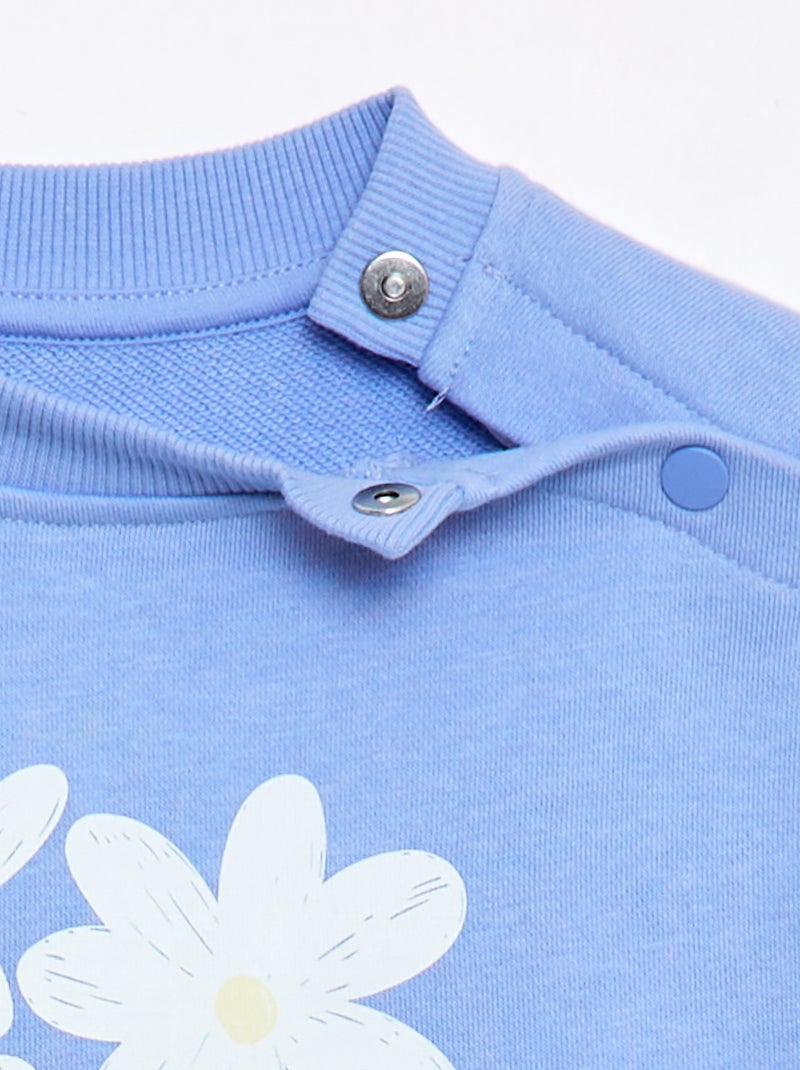 Bedrukte sweater van lichte molton - Makkelijk aan te trekken collectie Blauw - Kiabi