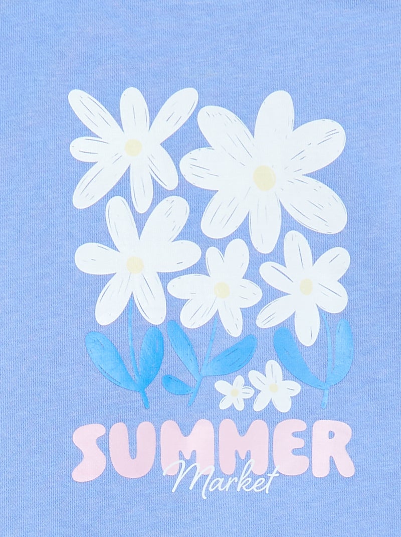 Bedrukte sweater van lichte molton - Makkelijk aan te trekken collectie Blauw - Kiabi