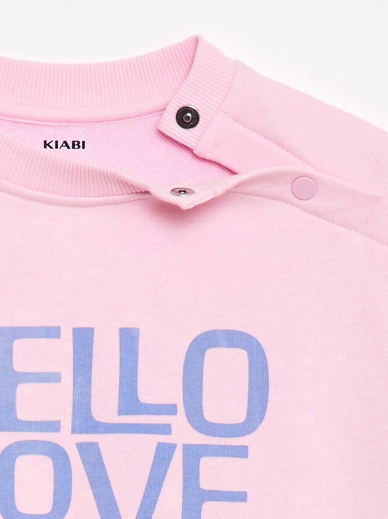 Bedrukte sweater van lichte molton - Makkelijk aan te trekken collectie Rose - Kiabi