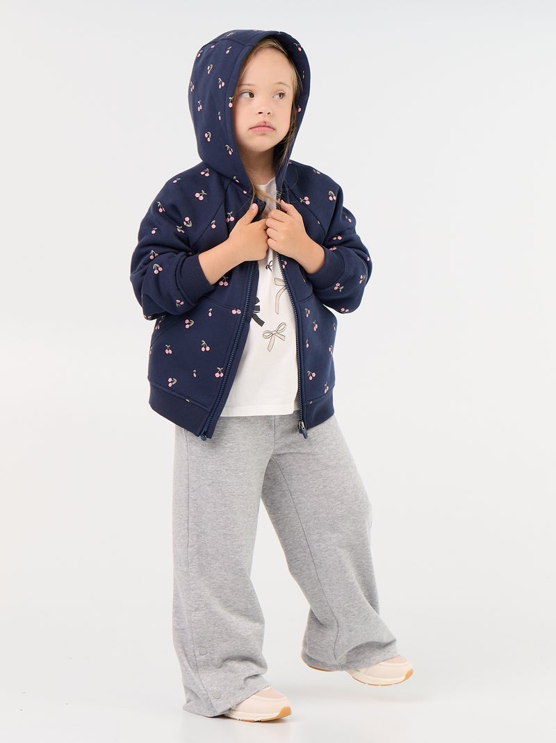 Bedrukte sweater van molleton - gemakkelijk aan te trekken collectie Blauw - Kiabi