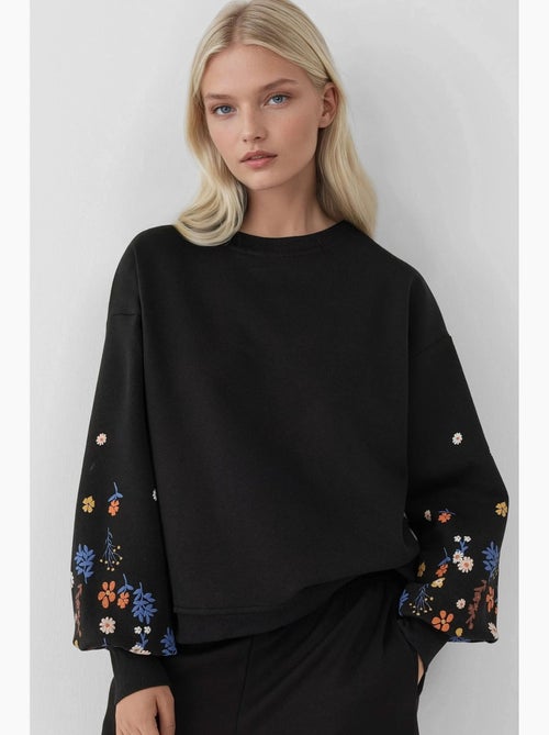 Bedrukte sweatshirt met lange mouwen en ronde hals hiccup - Kiabi