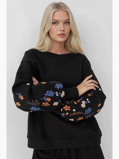 Bedrukte sweatshirt met lange mouwen en ronde hals hiccup - Kiabi