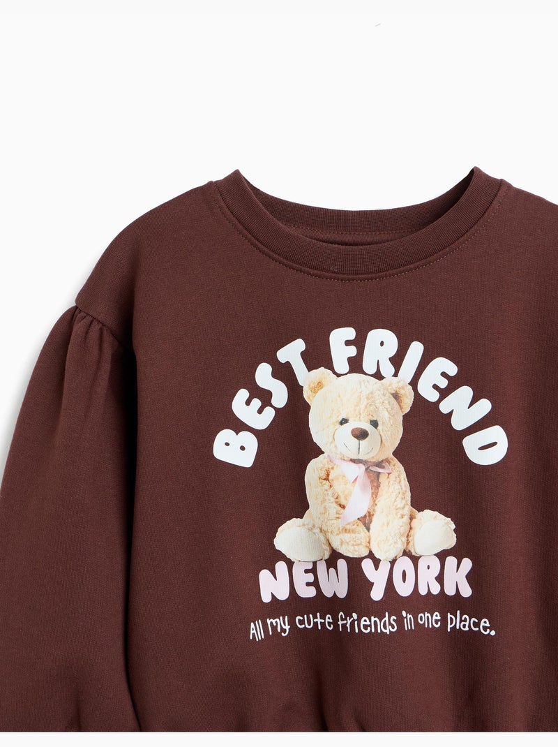 Bedrukte trui, mo fashion Bruin - Kiabi