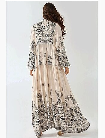Bedrukte v-hals maxi-jurk met knoopdetail hiccup