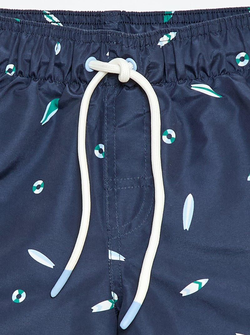 Bedrukte zwembermuda met all-over 'surf'-print Blauw - Kiabi