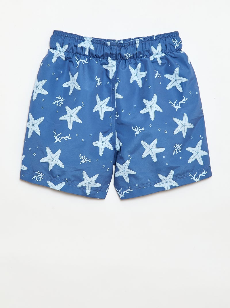 Bedrukte zwembermuda met all-over 'zee'-print Blauw - Kiabi