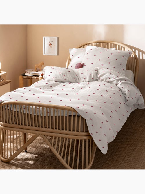 Bedset van katoengaas met print, hart - Kiabi Bedset van katoengaas met print, hart - Kiabi