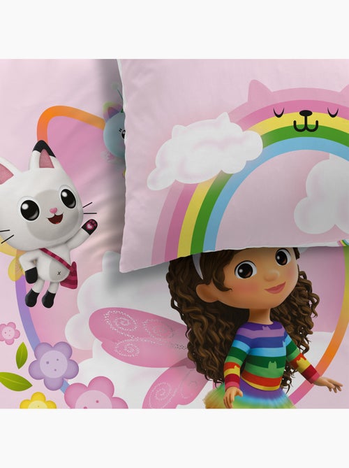 Bedtextielset met print + hoeslaken 100% katoen, gabby dollhouse garden - Kiabi
