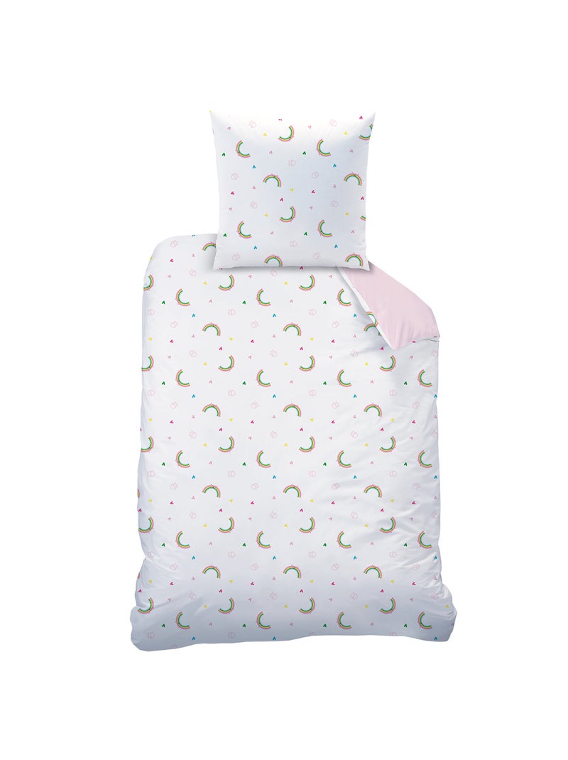 Bedtextielset met print + hoeslaken 100% katoen, gabby dollhouse garden Roze - Kiabi
