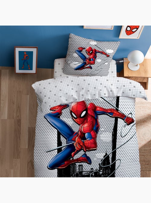 Bedtextielset met print + hoeslaken 100% katoen, spiderman home hero - Kiabi Bedtextielset met print + hoeslaken 100% katoen, spiderman home hero - Kiabi