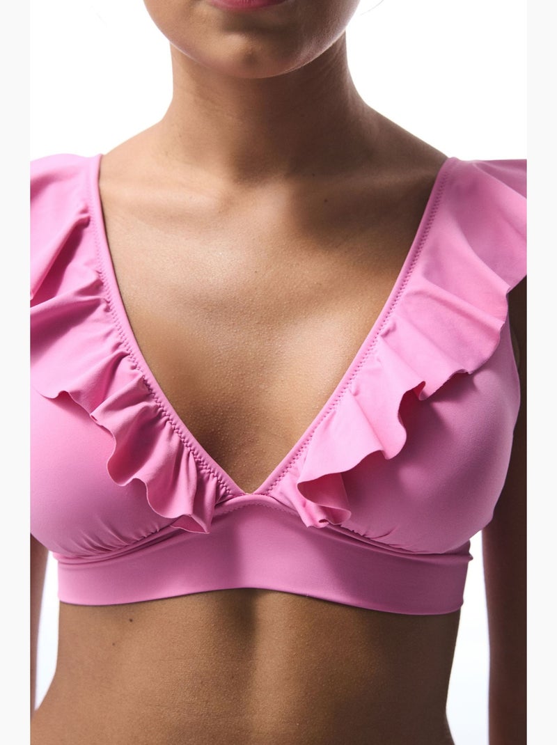 Begonia haut de bikini à volants penti Rose fluo/Solinotes - Kiabi