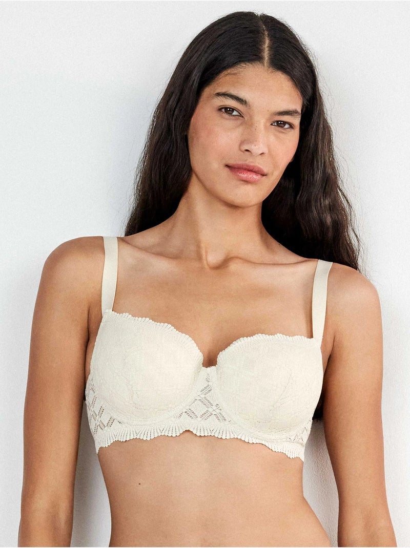 Beha met kant in geometrische vorm Beige - Kiabi