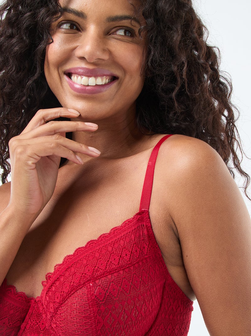 Beha van kant in cupmaat D/E/F Rood - Kiabi