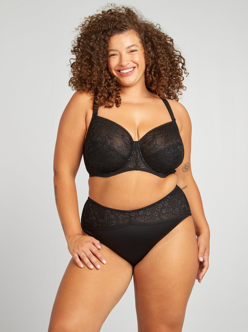 Beha van kant met racerback zwart - Kiabi