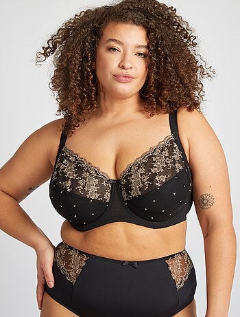 Beha van mesh met borduursels