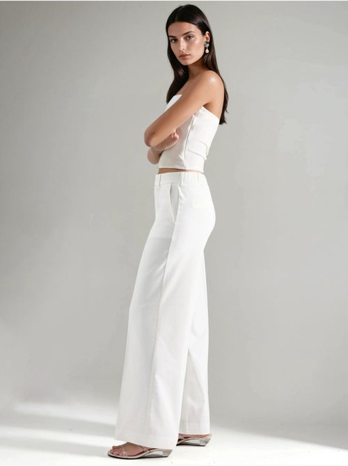 Bengalin broek met hoge taille en rechte pijpen hiccup - Kiabi