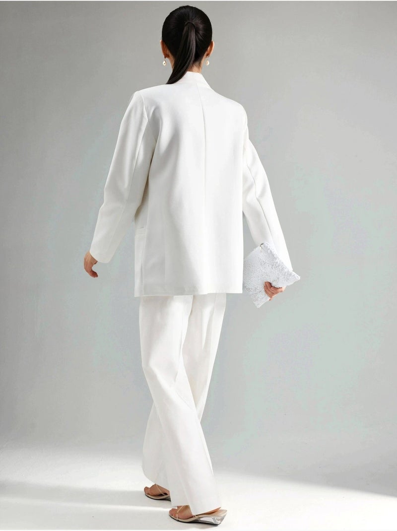 Bengalin broek met hoge taille en rechte pijpen hiccup Gebroken wit - Kiabi