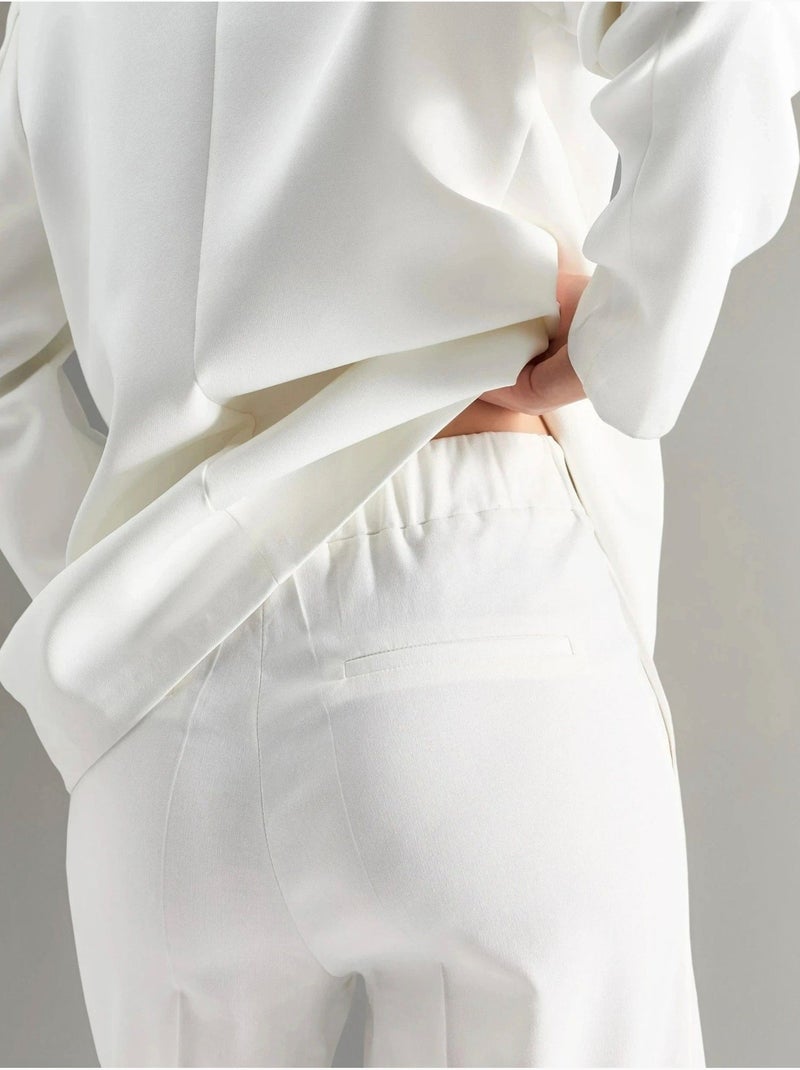 Bengalin broek met hoge taille en rechte pijpen hiccup Gebroken wit - Kiabi