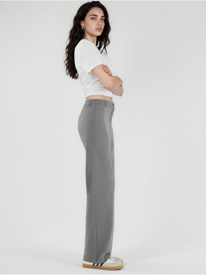 Bengalin broek met rechte pijp en hoge taille hiccup Grijs - Kiabi