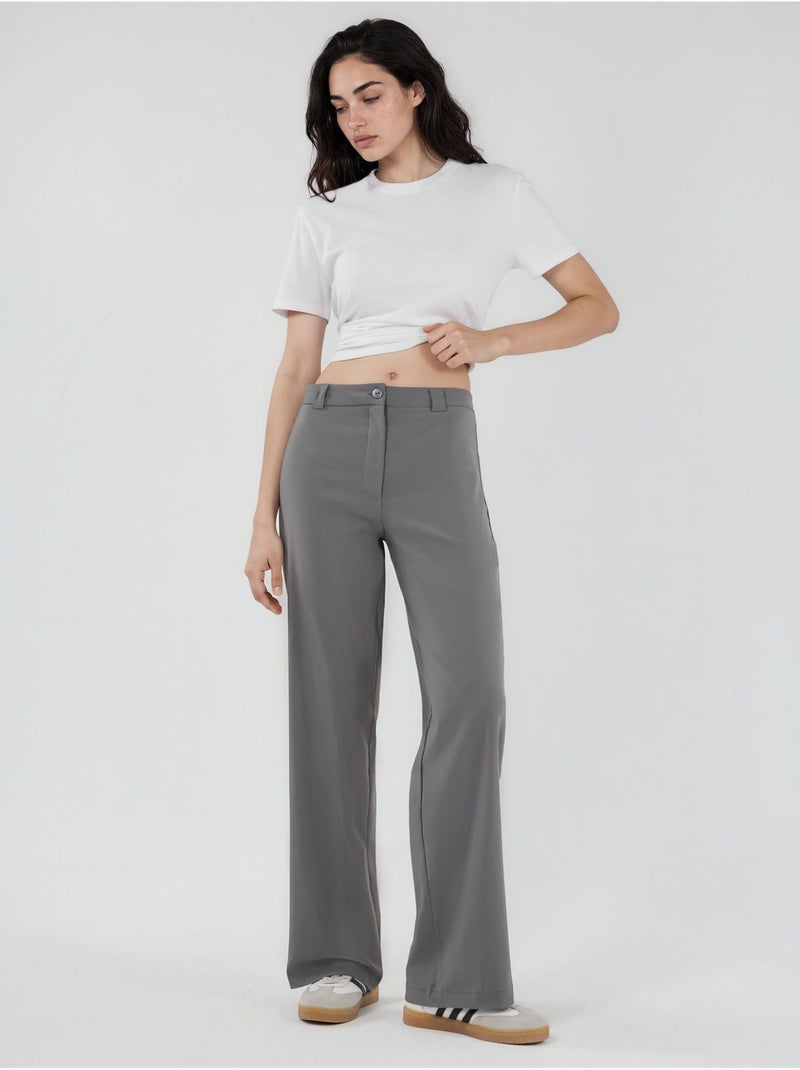 Bengalin broek met rechte pijp en hoge taille hiccup Grijs - Kiabi