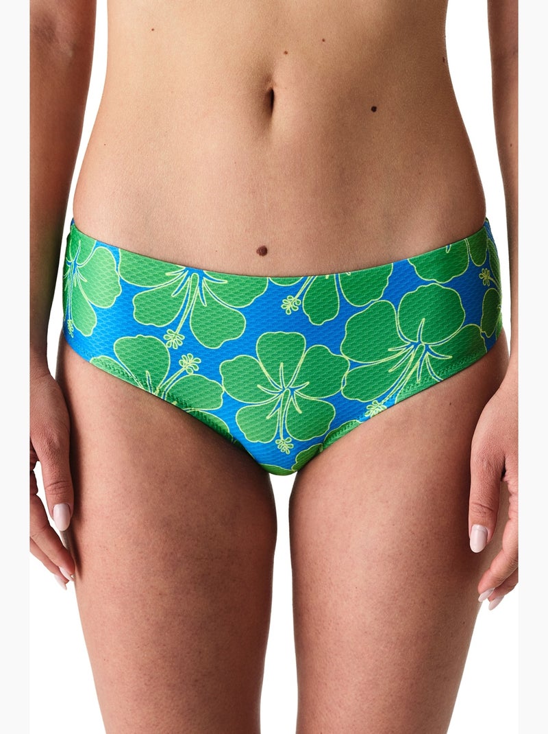 Beralis gebloemd, gestructureerd bikinibroekje met middelhoge taille penti Blauw Groen - Kiabi