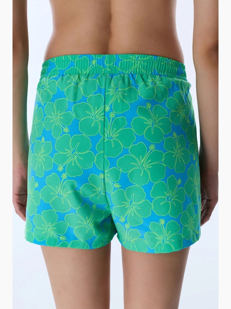 Beralis short met zee-bloemenprint penti Blauw Groen - Kiabi