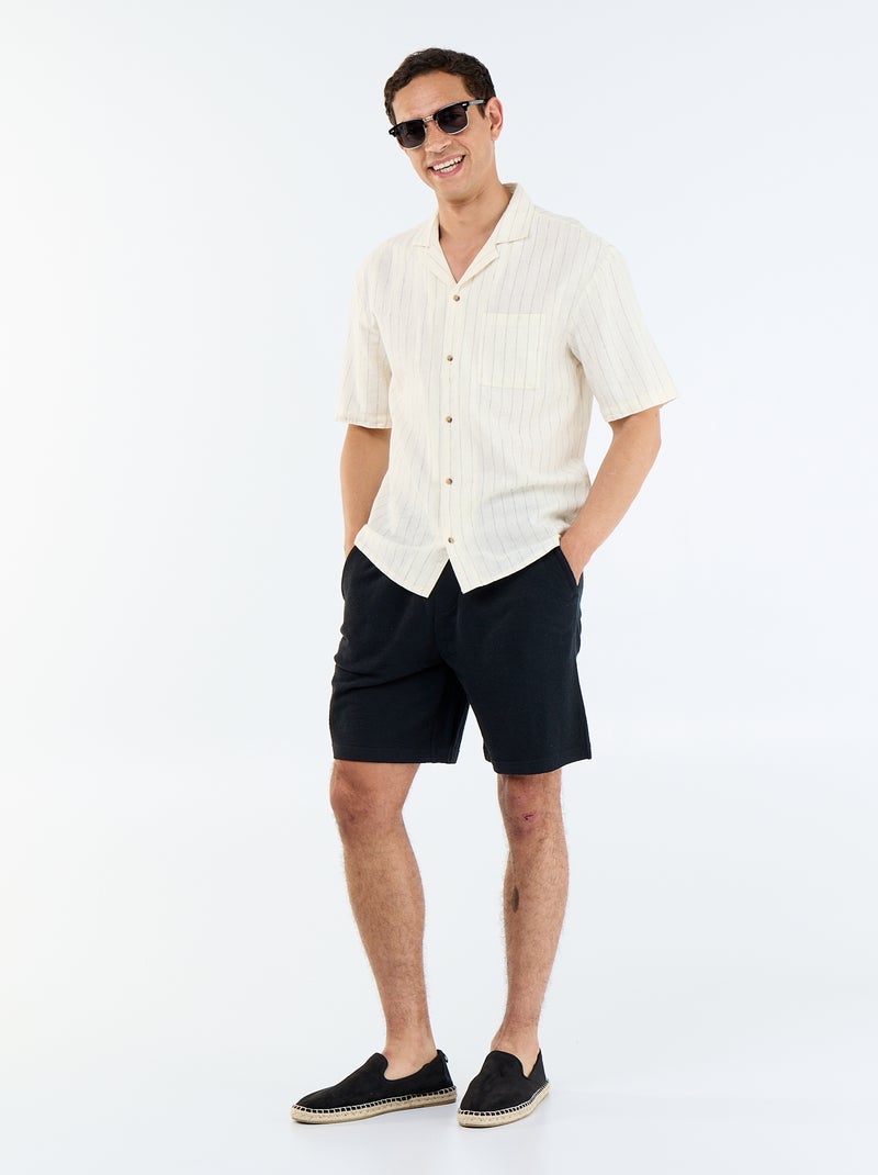 Bermuda à la taille élastiquée + cordons Noir - Kiabi