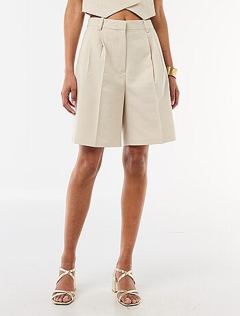 Bermuda à pinces taille haute